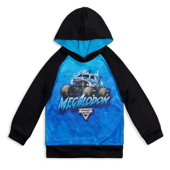 Monster Jam Trucks Megalodon Toddler Boys Fleece Raglan Hoodie Black/Blue  image {7}