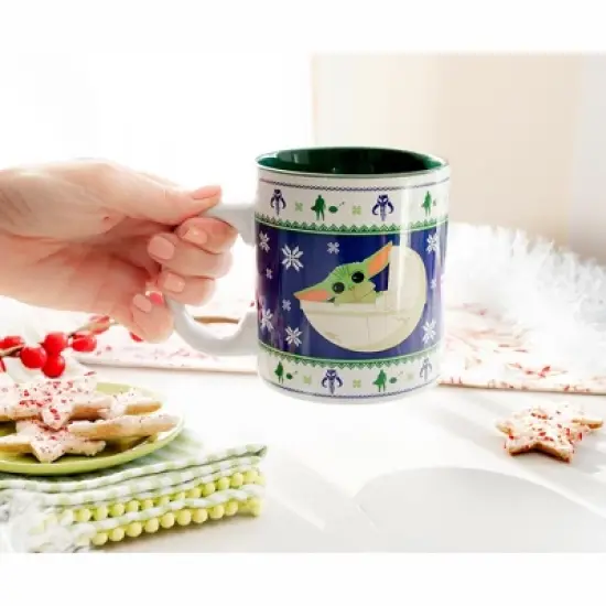 Silver Buffalo Star Wars: The Mandalorian Grogu Christmas Sweater Ceramic Mug | Holds 20 Ounces image {5}
