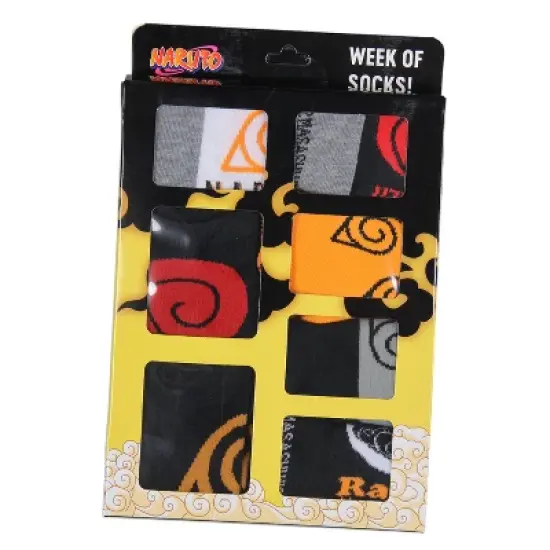 Naruto Shippuden Youth Week Of Socks Uzumaki Clan And Symbols 7 Pairs Of Socks Multicoloured image {4}