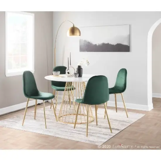 Set of 2 Pebble Contemporary Dining Chairs Gold/Green - LumiSource image {9}