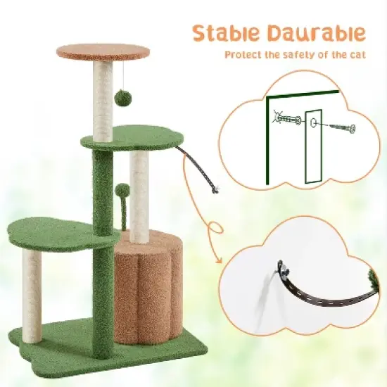 Yaheetech 42" H Cat Tree Cat Tower for Indoor Cats , Green/Brown image {4}