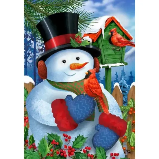 Briarwood Lane Garden Flag 12x18 For Outdoor Snowman and Cardinals Winter For Winter Garden Flag Flags For Outside image {2}