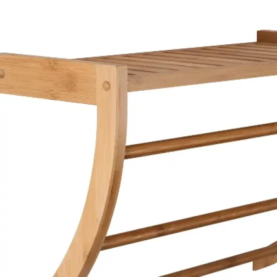 Lohas Collection Mounting Wall Shelf with Bar Towel Holder Brown - Organize It All image {3}