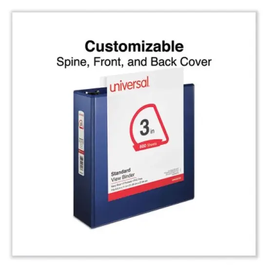 Universal Slant D-Ring View Binder, 3 Rings, 3" Capacity, 11 x 8.5, Navy Blue image {5}