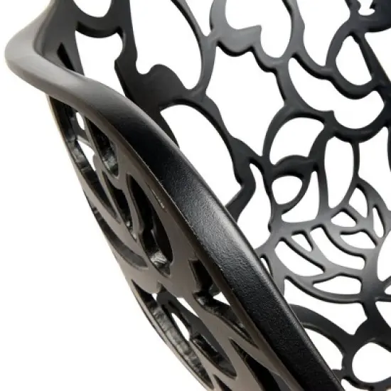 LeisureMod Devon 5-Piece Aluminum Outdoor Patio Dining Set - Glass Top, Stackable Chairs image {5}