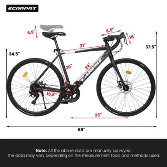 Aukfa 700Cx28 Road Bike - Lightweight Aluminum Frame, 16-Speed, Disc Brakes - Fast Acceleration Bike for Men & Women image {8}