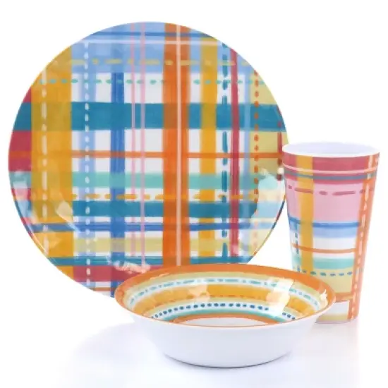 Gibson Laurie Gates California Designs Casablanca 12 Piece Melamine Dinnerware Set in Multi image {7}