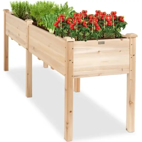 Best Choice Products 72x23x30in Raised Garden Bed, Elevated Wood Planter Box for Patio w/ Divider Panel image {7}