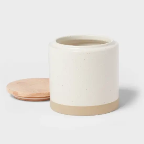 Camwood Collection Medium Stoneware Canister with Wood Lid Cream - Threshold&trade; image {2}