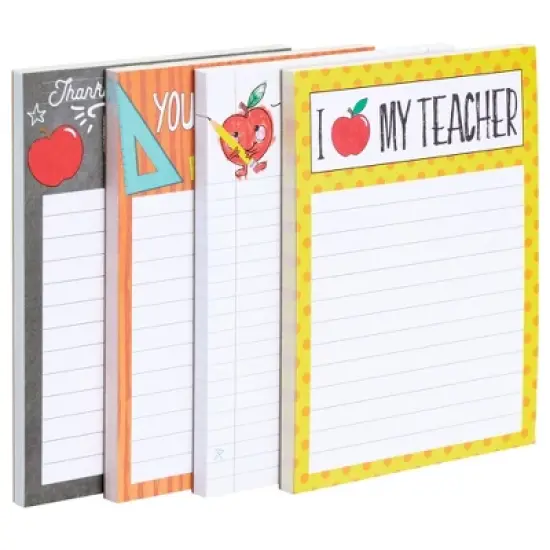 Paper Junkie 4-Pack Teacher Notepad Sets for Gifts, Professor Appreciation, School Supplies, 50 Sheets Per Memo Pad, 200 Sheets Total, 4x5 in image {5}
