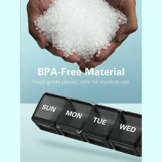 Sukuos XL Weekly Pill Organizer 2 Pcs, Daily Pill Cases for Pills, Vitamins, Fish Oils & Supplements - Black & image {2}