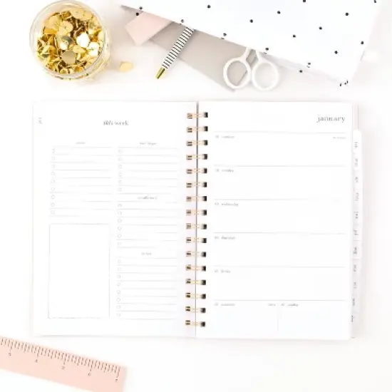 Sugar Paper Essentials 2024 Planner 8.5"x6.5" Weekly/Monthly Frosted Pink image {3}