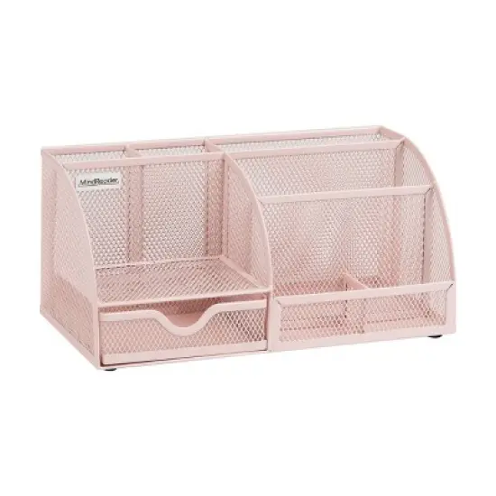 Mind Reader Desktop Organizer Metal Mesh Pink image {6}