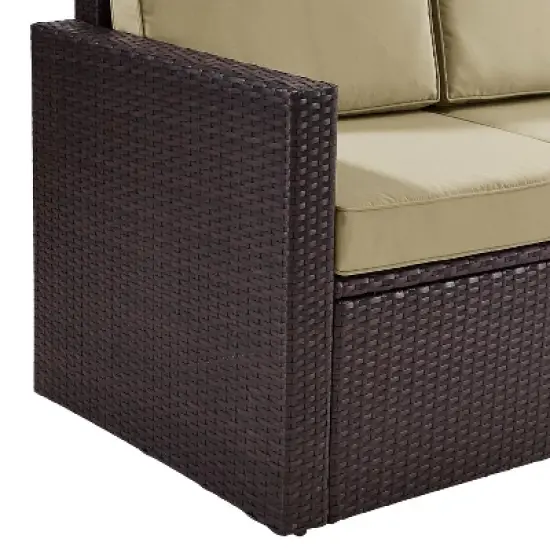 Palm Harbor Outdoor Wicker Sofa In Brown with Sand Cushions - Crosley image {7}