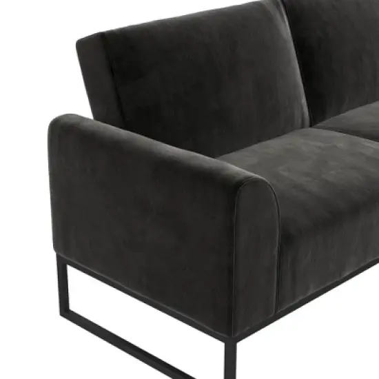 Adley Velvet Fabric Coil Futon with Metal Base - CosmoLiving by Cosmopolitan image {8}