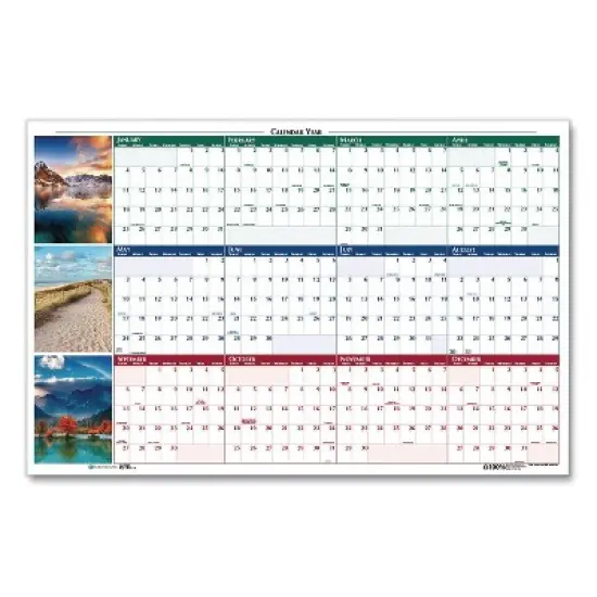 Earthscapes Recycled Reversible/Erasable Yearly Wall Calendar, Nature Photos, 32 x 48, White Sheets, 12-Month (Jan-Dec): 2026 image {1}