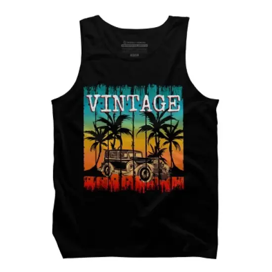 Men's Design By Humans Vintage Classic Car At Beach By punsalan Tank Top image {2}