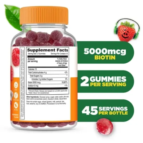 Lifeable - Biotin 5,000mcg - Kids - 90 Gummies image {1}