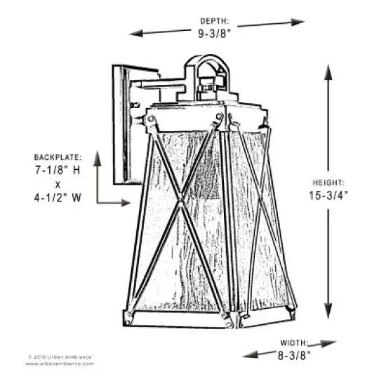 Urban Ambiance Luxury English Country Outdoor Wall Light,  15-3/4"H x 8-3/8"W,  Midnight Black Finish, UHP1053 image {5}