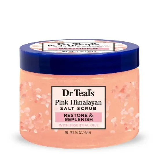 Dr Teal's Restore & Replenish Orange Scented Pink Himalayan Sea Salt Scrub - 16oz image {7}