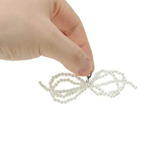 Unique Bargains Faux Pearl Bow Style 10 Shoelace Charms White 1 Pair image {2}