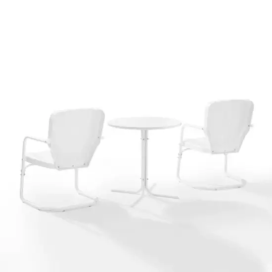 Ridgeland 3pc Outdoor Bistro Set with Table & 2 Chairs - White - Crosley image {2}