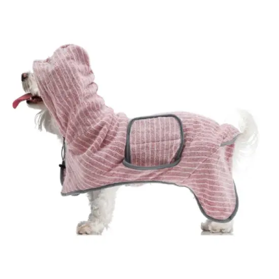 Unique Bargains Absorbent Dog Bathrobe Medium Pink 1 Pc image {3}
