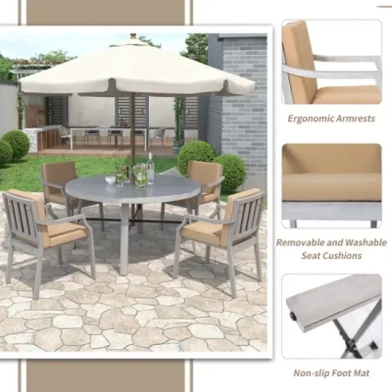 Mshliw 6-Piece Outdoor Dining Set with Acacia Wood Table image {6}