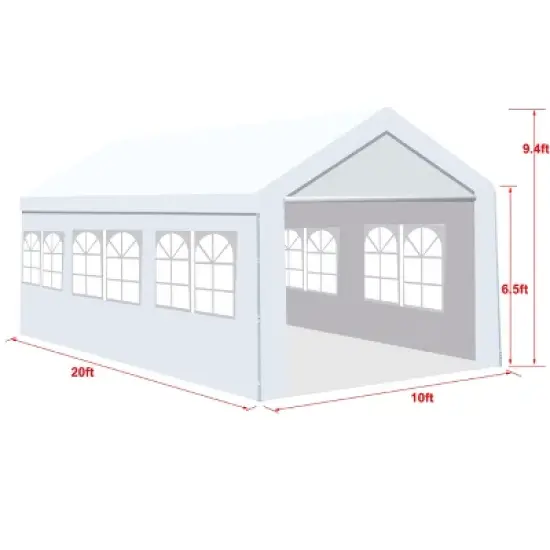 Carla 10x20ft Outdoor Wedding Party Tent Camping Patio Gazebo Canopy With Windows,Sidewalls Easy Set,Outdoor Furniture -Maison Boucle image {3}