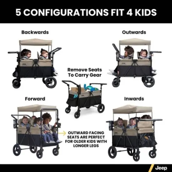 Jeep Gladiator 4-Seater Stroller Wagon by Delta Children - Black/Tan image {2}