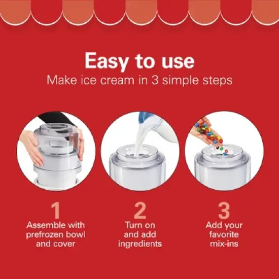 Hamilton Beach 1.5 Quart Ice Cream Maker White 68880: Electric Machine, 20 Min Cycle, 1.5 Qt Capacity, Hand Wash image {4}