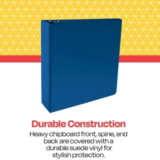 School Smart D Ring Binder, Polypropylene, 3 Inches, Blue image {4}
