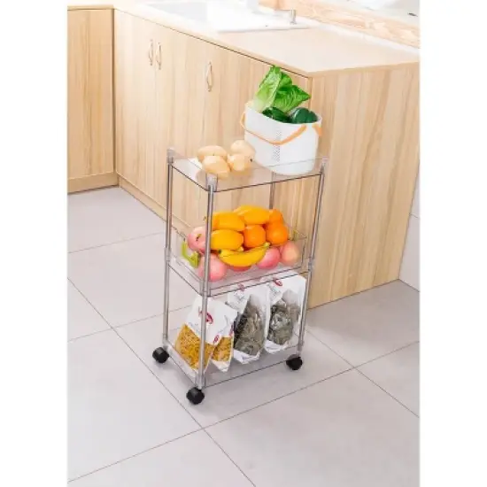 J&V TEXTILES Acrylic 3 Tier Kitchen Rack Chrome/Clear image {4}