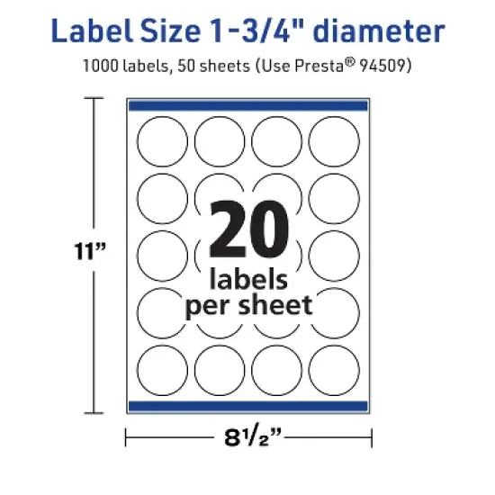 Avery TrueBlock Matte White Paper Labels,  1-3/4" diameter Round image {4}