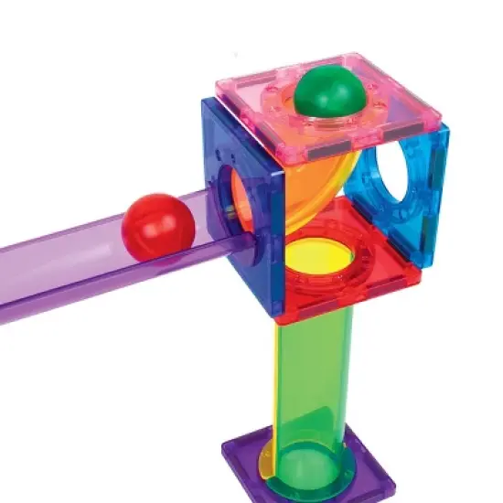 PICASSO-TILES Marbles for Marble Run Magnetic Tiles for Kids, Educational Magnet Tile Race Track Building Blocks STEM Toy, 8PCS image {4}