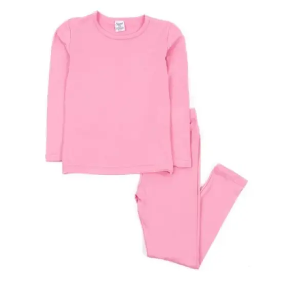 Leveret Kids Two Piece Classic Solid Color Thermal Pajamas image {7}
