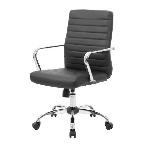 Task Chair with Fixed Arms Black - Boss Office Products: Upholstered, Metal Frame, Adjustable Height, Casters/Wheels image {1}