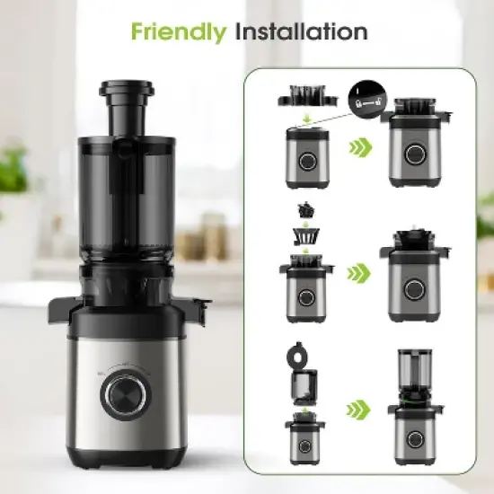 Teendow Cold Press Juicer Machine, High Juice Yield, Whole Fruit & Vegetable Extractor, BPA-Free, Slow Masticating Juicer image {6}