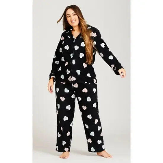 Women's Plus Size Button Up Fleece Top - black | AVENUE image {2}