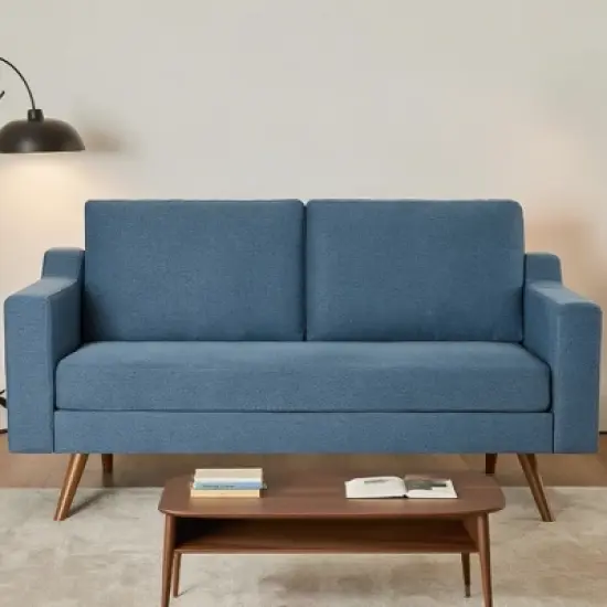 Dyonery 65.4" Comfy Loveseat Couches for Living Room Mid Century Modern Small Couch with Spring Cushion,Solid Wood Frame,Tool-Free Assembly image {10}