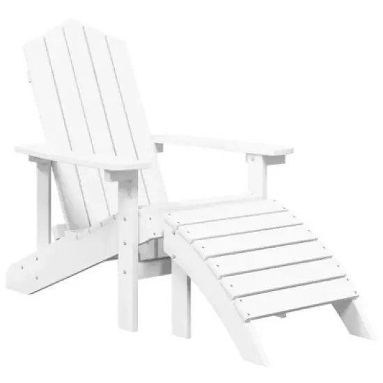 vidaXL Adirondack Chair Outdoor Lawn Adirondack Chair with Footstool HDPE - White 2x armchair + 2x footrest image {2}