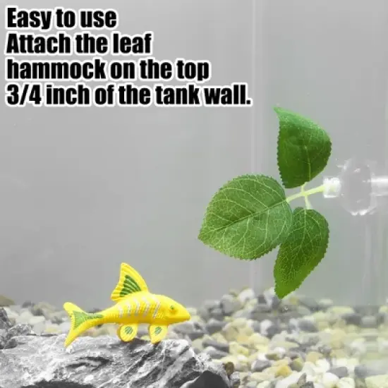 Unique Bargains Betta Fish Leaf Pad Hammock Plants for Fish Tank Green 2.24"x1.61" image {4}