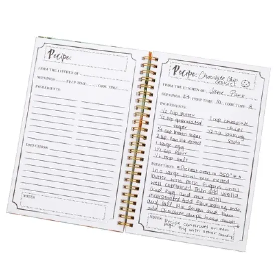 Pipilo Press Blank Recipe Book to Write Your Own Recipes, 120 Pages, Floral and Orange Theme, 5.5 x 8.5 In image {2}