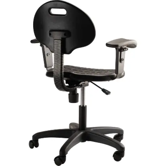 16"-21" Adjustable Height Polyurethane Task Office Chair with Arms Black- Hampden Furnishings image {3}
