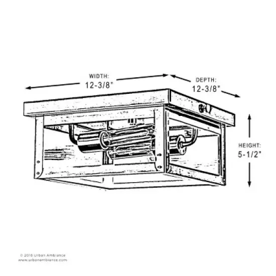 Urban Ambiance Luxury Modern Farmhouse Outdoor Ceiling,  5-1/2"H x 12-3/8"W,  Stainless Steel Finish, UHP1133 image {5}