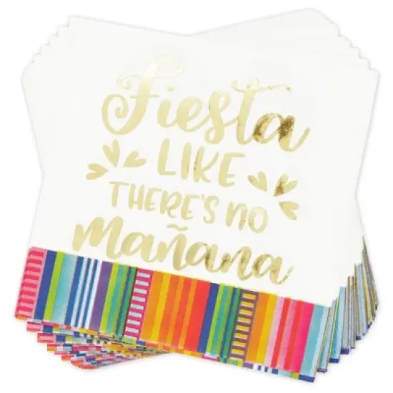 Blue Panda 100 Pack Gold Foil Napkins for Mexican Cinco de Mayo Decorations, 4 Designs, 5 x 5 inches image {7}