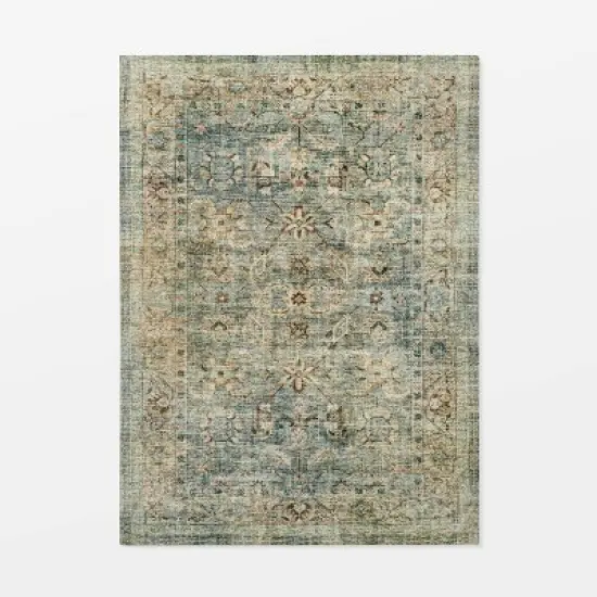Ledges Digital Floral Print Distressed Persian Rug Green - Threshold&trade; designed by Studio McGee image {6}