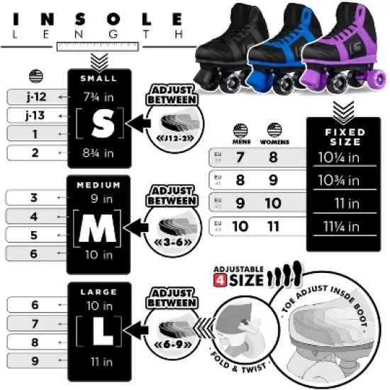 Crazy Skates Sk8 Adjustable Roller Skates For Girls - Great Beginner Kids Quad Skates image {2}