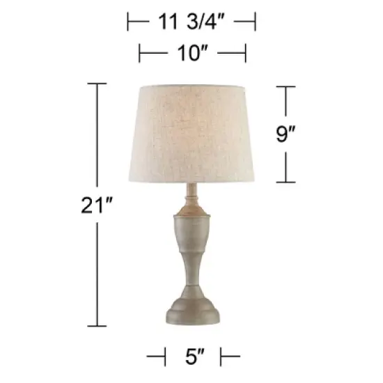 360 Lighting Claude Rustic Farmhouse Accent Table Lamps 21" High Set of 2 Beige Washed Linen Drum Shade for Bedroom Living Room Bedside Nightstand image {5}