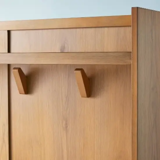 Wood & Cane Transitional Entryway Bench & Hall Tree with Drawers - Natural - Hearth & Hand&trade; with Magnolia image {3}